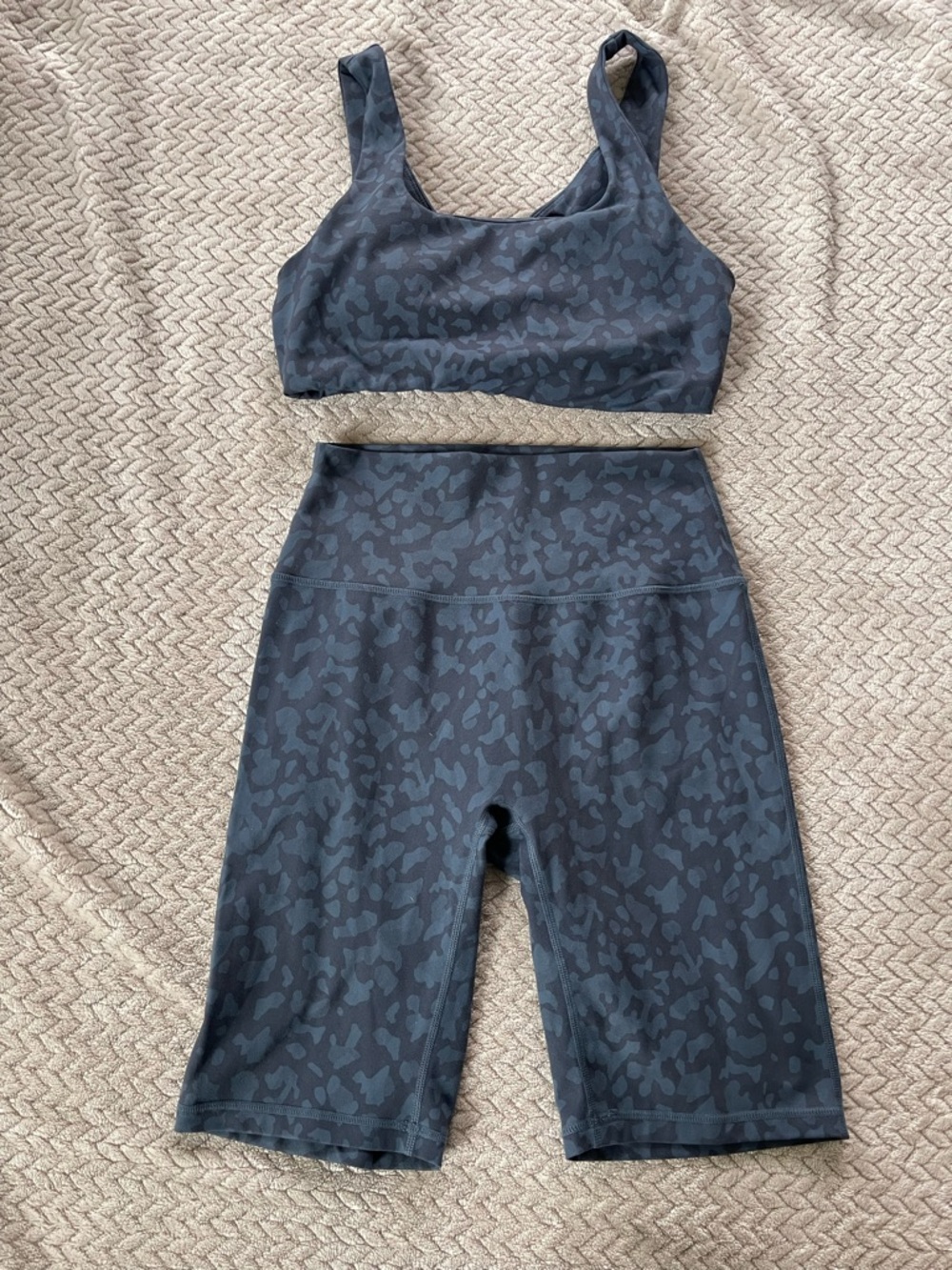 BuffBunny Collection Blue Camo High-Waist Athletic Shorts & Sports Bra Set